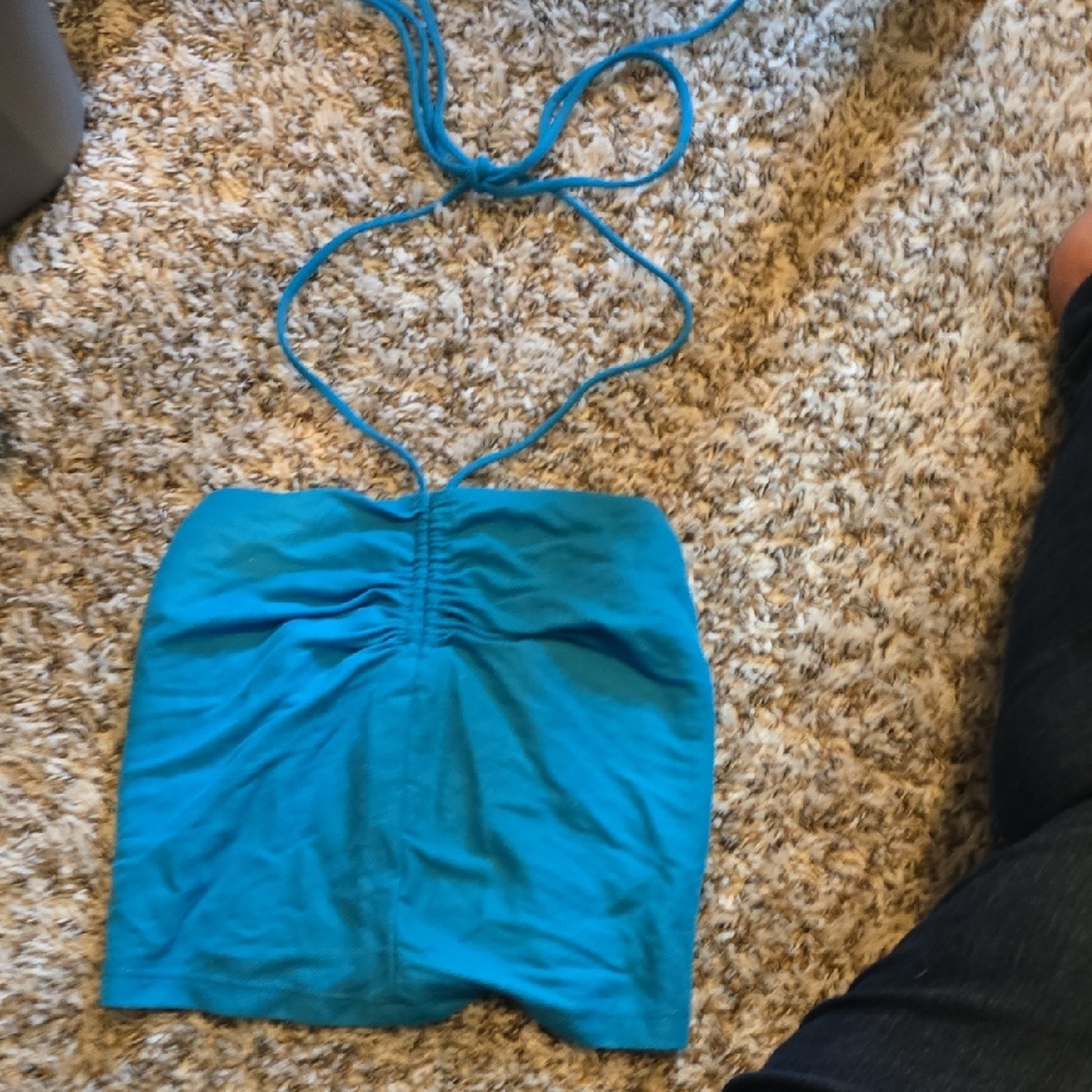 Zara Turquoise Smocked Top